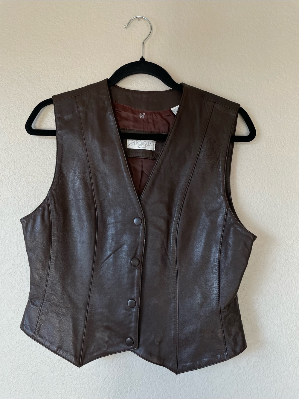 Vintage Lord & Taylor Brown Lamb Leather Fitted Vest Top Sz 2